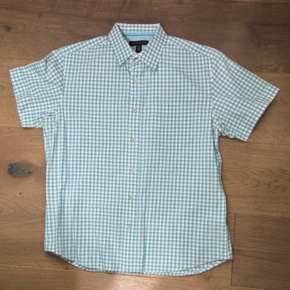 Banana Republic Other - Banana Republic Aqua and White Plaid Shirt